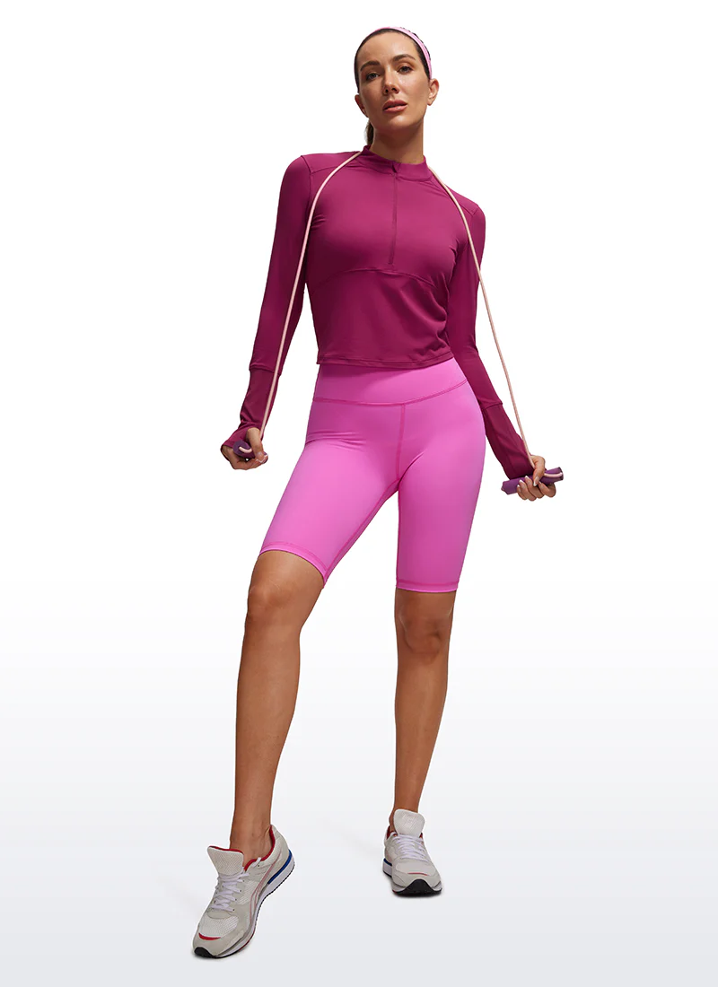 Brushed Half Zip Cropped Long Sleeve - Image 27